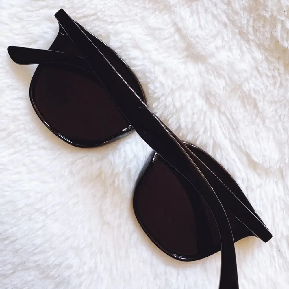 Milo Black W/ Blue Lenses Oversized Oval Horn Rims Sunglasses